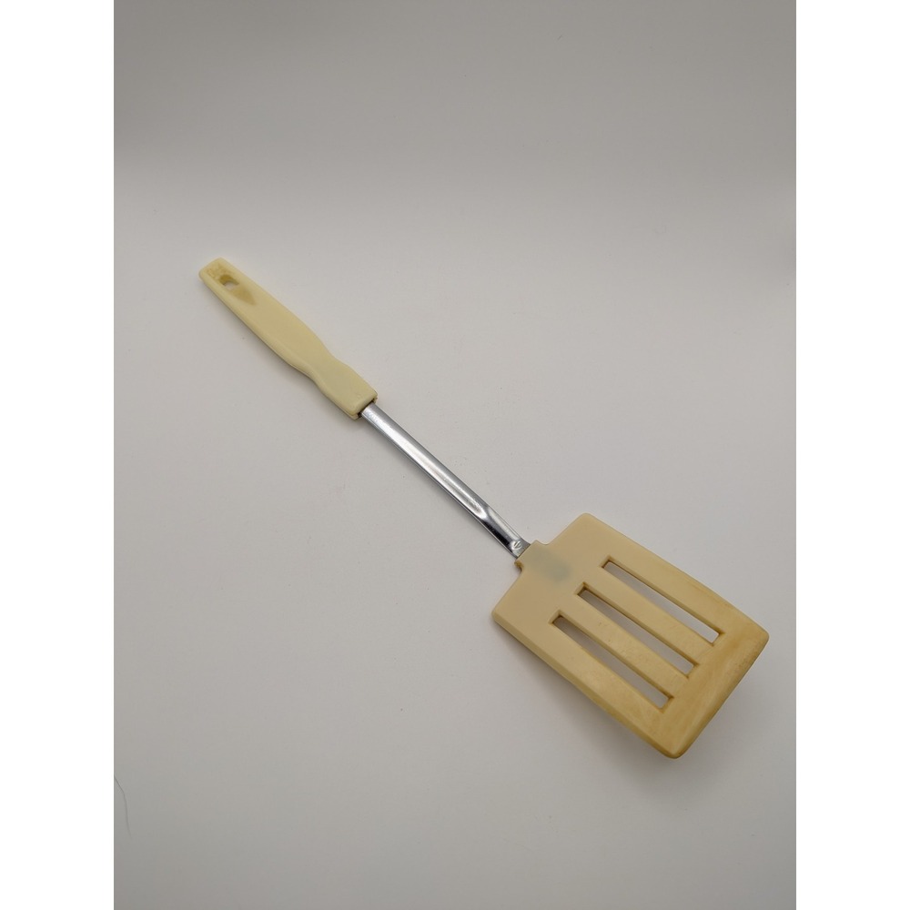 Vintage‎ Cream Nylon Slotted Spatula Turner Stainless Steel Handle Korea MCM